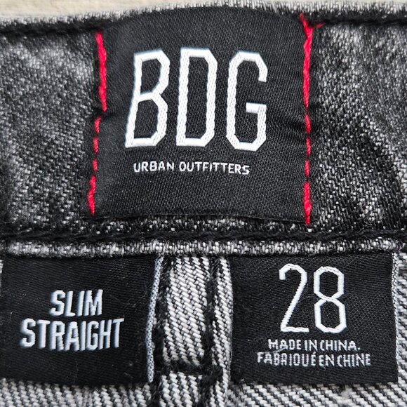 BDG Urban Outfitters Slim Straight Jeans Distressed Black Wash Grunge Punk 28 - Picture 7 of 8